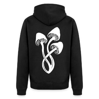 Trio de champignons blancs - Veste à capuche bio Premium Unisexe - noir - Dos - Nico (187cm)