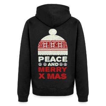 Peace and Merry Christmas - Unisex Premium Organic Zip Hoodie - black - Back - Nico (187cm)