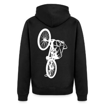 BMX Cyclist Drawing - Unisex Premium Organic Zip Hoodie - black - Back - Nico (187cm)