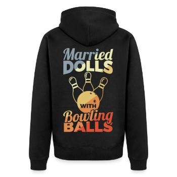Bowling Girl - Unisex Premium Organic Zip Hoodie - black - Back - Nico (187cm)