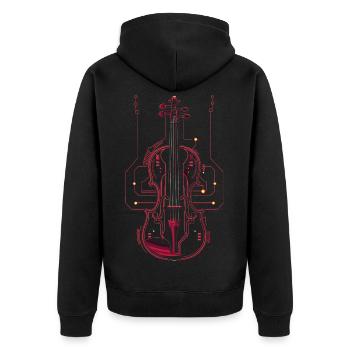 Geige Zeichnung - Unisex Premium Bio Zip Hoodie - Schwarz - Hinten - Nico (187cm)