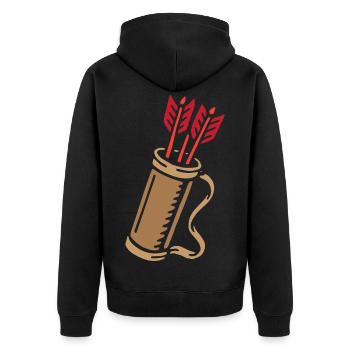 Bogenschießen Bogenschütze Pfeilköcher - Unisex Premium Bio Zip Hoodie - Schwarz - Hinten - Nico (187cm)