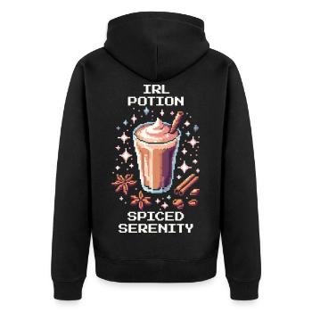 IRL Potion – Spiced Serenity | Chai Latte - Unisex Premium Organic Zip Hoodie - black - Back - Nico (187cm)