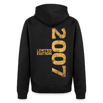 Limited Edition 2007 18th Birthday Gift - Unisex Premium Organic Zip Hoodie - black - Back - Nico (187cm)