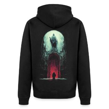 See you8 in Valhalla - Unisex Premium Organic Zip Hoodie - black - Back - Nico (187cm)