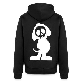 White Dog Skull and Silhouette - Unisex Premium Organic Zip Hoodie - black - Back - Nico (187cm)