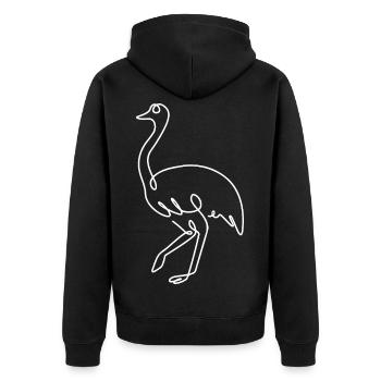 Croquis d’autruche – Dessin d’animal élégant - Veste à capuche bio Premium Unisexe - noir - Dos - Nico (187cm)