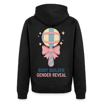 Gender Reveal Body Builder Baby Shower Team Girl - Unisex Premium Organic Zip Hoodie - black - Back - Nico (187cm)