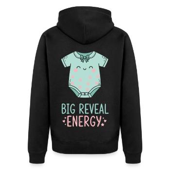 Gender Reveal Big Reveal Energy Pregnancy - Unisex Premium Organic Zip Hoodie - black - Back - Nico (187cm)