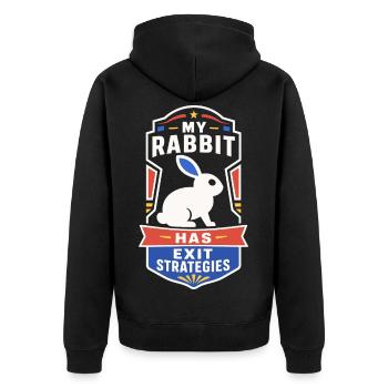 Kaninchen mit Exit-Strategie - Unisex Premium Bio Zip Hoodie - Schwarz - Hinten - Nico (187cm)