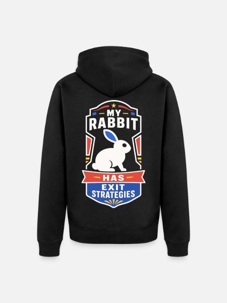 Kaninchen mit Exit-Strategie - Unisex Premium Bio Zip Hoodie - Schwarz