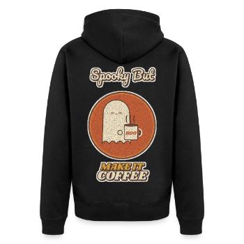 Gruselig, aber mach es Kaffee-Geist - Unisex Premium Bio Zip Hoodie - Schwarz - Hinten - Nico (187cm)