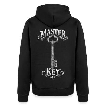 Generalschlüssel  - Unisex Premium Bio Zip Hoodie - Schwarz - Hinten - Nico (187cm)