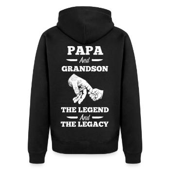Papa und Enkel Besondere Bindung Familienliebe - Unisex Premium Bio Zip Hoodie - Schwarz - Hinten - Nico (187cm)