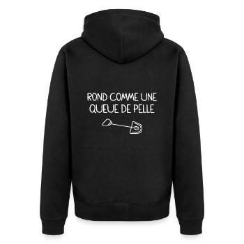Rond Comme Une Queue De Pelle Expression Drôle - Veste à capuche bio Premium Unisexe - noir - Dos - Nico (187cm)