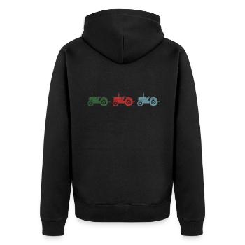 Tractor "retro tractor" Agricultural tractor Bulldog - Unisex Premium Organic Zip Hoodie - black - Back - Nico (187cm)