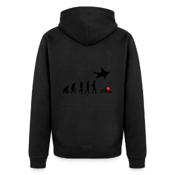 Wingsuit flying Base Jumping Skydiving Evolution - Unisex Premium Bio Zip Hoodie - Schwarz - Hinten - Nico (187cm)