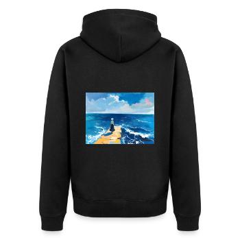Mama am Strans 10 - Unisex Premium Organic Zip Hoodie - black - Back - Nico (187cm)