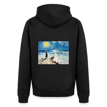 Mom on the Beach 12 - Unisex Premium Organic Zip Hoodie - black - Back - Nico (187cm)
