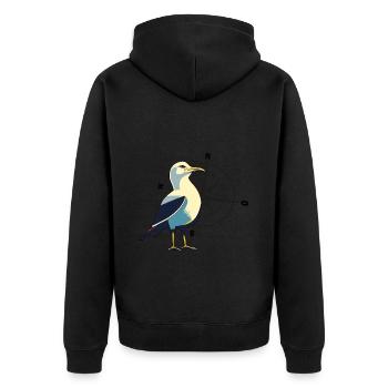 Seagull with compass - Unisex Premium Organic Zip Hoodie - black - Back - Nico (187cm)
