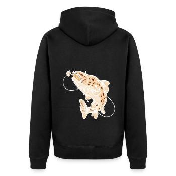 Fisch Angeln - Unisex Premium Bio Zip Hoodie - Schwarz - Hinten - Nico (187cm)