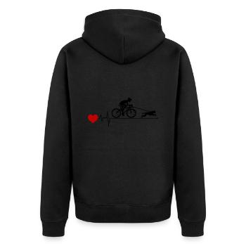 Bikejöring HundScooting Hund Sport Fahrrad Fahrrad - Unisex Premium Bio Zip Hoodie - Schwarz - Hinten - Nico (187cm)