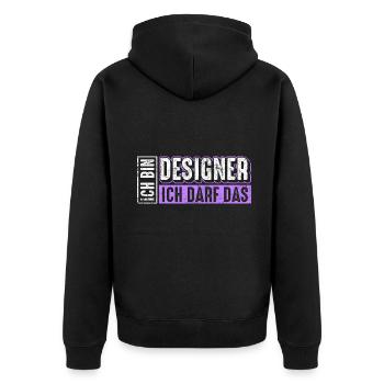 Designer Spruch - Unisex Premium Bio Zip Hoodie - Schwarz - Hinten - Nico (187cm)