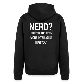 Nerd - Unisex Premium Organic Zip Hoodie - black - Back - Nico (187cm)