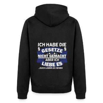 Ordnungsamt Dienst Arbeit Beamter Geschenk - Unisex Premium Bio Zip Hoodie - Schwarz - Hinten - Nico (187cm)