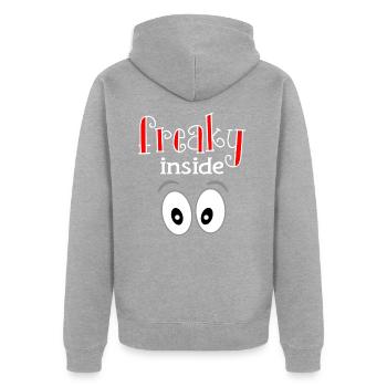 Freaky Inside. Freaks Freak Shirt Nerd crazy - Unisex Premium Bio Zip Hoodie - Grau meliert - Hinten - Nico (187cm)