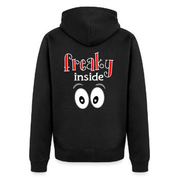 Freaky Inside. Freaks Freak Shirt Nerd crazy - Unisex Premium Bio Zip Hoodie - Schwarz - Hinten - Nico (187cm)