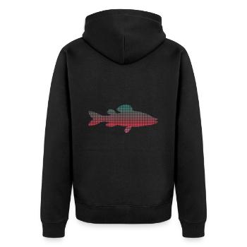 Zander Angler Design verpixelt Zander Angeln - Unisex Premium Bio Zip Hoodie - Schwarz - Hinten - Nico (187cm)