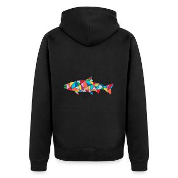 Forellen Angeln Fische Angler Forelle - Unisex Premium Bio Zip Hoodie - Schwarz - Hinten - Nico (187cm)