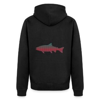 Forellen Angeln verpixelt Angler Forelle - Unisex Premium Bio Zip Hoodie - Schwarz - Hinten - Nico (187cm)