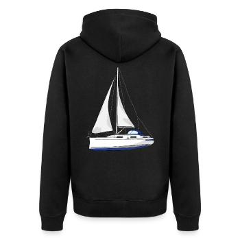 Segelboot - Unisex Premium Bio Zip Hoodie - Schwarz - Hinten - Nico (187cm)