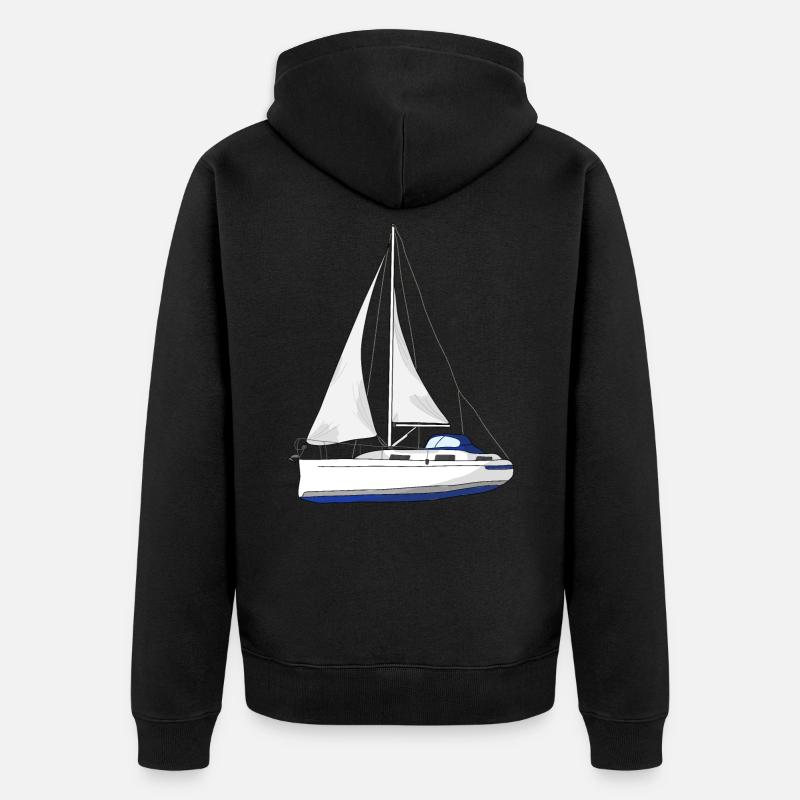 Segelboot - Unisex Premium Bio Zip Hoodie - Schwarz