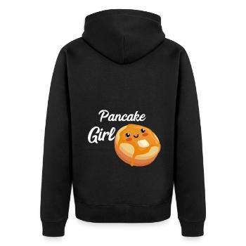Pancake Pfannenkuchen Süßes Frühstück Essen - Unisex Premium Bio Zip Hoodie - Schwarz - Hinten - Nico (187cm)