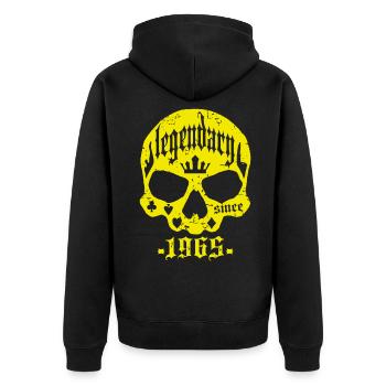 Legendary since 1965 - Unisex Premium Organic Zip Hoodie - black - Back - Nico (187cm)