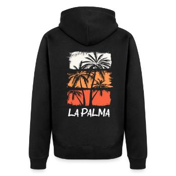 La Palma Sommer Sonne Strand Meer Palmen Urlaub - Unisex Premium Bio Zip Hoodie - Schwarz - Hinten - Nico (187cm)