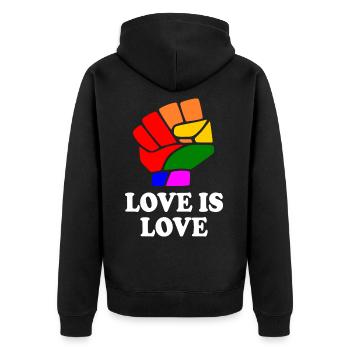 Love is love - Veste à capuche bio Premium Unisexe - noir - Dos - Nico (187cm)