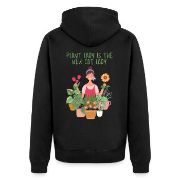 Plant Lady is The New Cat Lady - Unisex Premium Organic Zip Hoodie - black - Back - Nico (187cm)