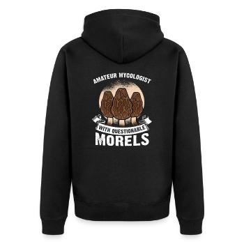 Amateur Mycologist With Questionable Morels - Unisex Premium Bio Zip Hoodie - Schwarz - Hinten - Nico (187cm)