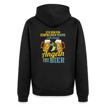 front 46841602773169572 - Unisex Premium Bio Zip Hoodie - Schwarz - Hinten - Nico (187cm)