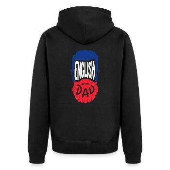 English Dad - Unisex Premium Bio Zip Hoodie - Schwarz - Hinten - Nico (187cm)