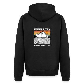 Huntin Fishin Lovin Everyday I Fishing - Unisex Premium Bio Zip Hoodie - Schwarz - Hinten - Nico (187cm)