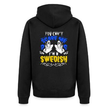 Scare Swedish - Unisex Premium Bio Zip Hoodie - Schwarz - Hinten - Nico (187cm)