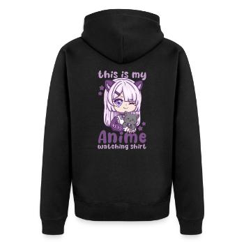 This Is My Anime Watching Shirt I Kawaii Otaku - Unisex Premium Bio Zip Hoodie - Schwarz - Hinten - Nico (187cm)
