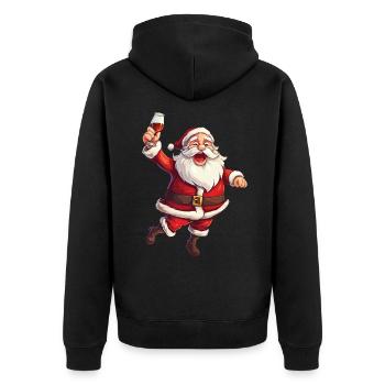 Santa Claus Alcohol Beer Mulled Wine Liquor Cheers - Unisex Premium Organic Zip Hoodie - black - Back - Nico (187cm)
