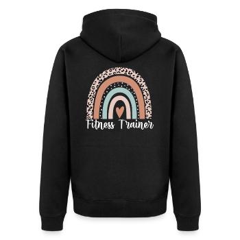 Fitness Trainer Rainbow Leopard Funny Fitness - Unisex Premium Organic Zip Hoodie - black - Back - Nico (187cm)