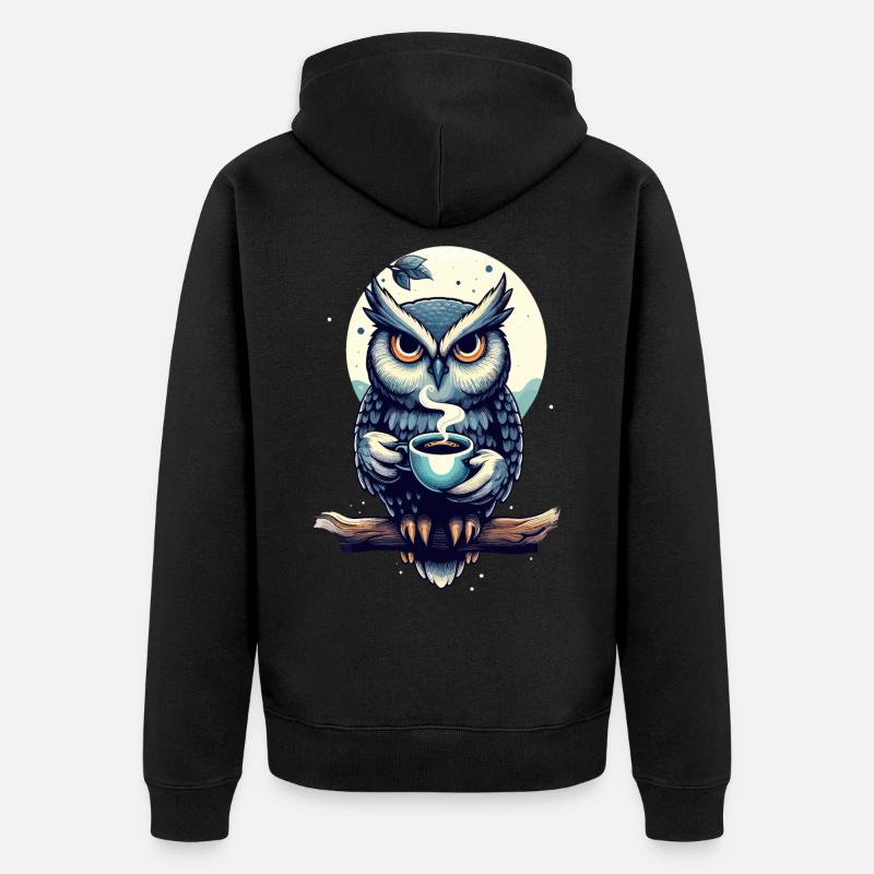 Hibou veilleur de nuit - Veste à capuche bio Premium Unisexe - noir